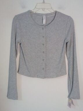 Auden Sleep Top XS NWT Gray Button Up